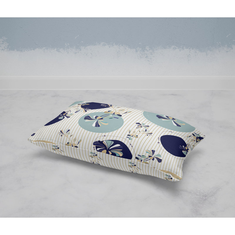 Circular Garden  Rectangular Throw Pillow, Blue/White/Turquoise