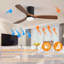 Ventilateur de plafond à profil bas 52 pouces avec télécommande, 3 pales en bois pour l'intérieur et l'extérieur-1239987662-1239987651