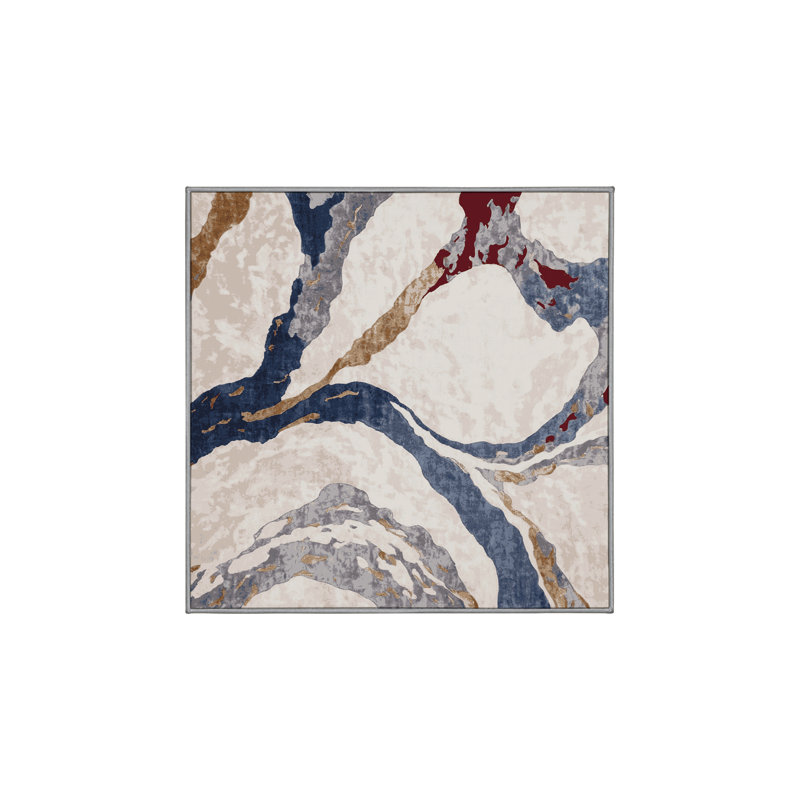 Machine Washable Gray Area Rug, Square 7'