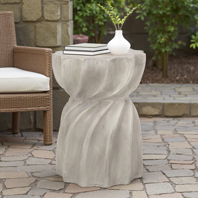 Outdoor Concrete Side Table - 24" Lightweight Coffee Table for Patio, Backyard Weather-Resistant Finish