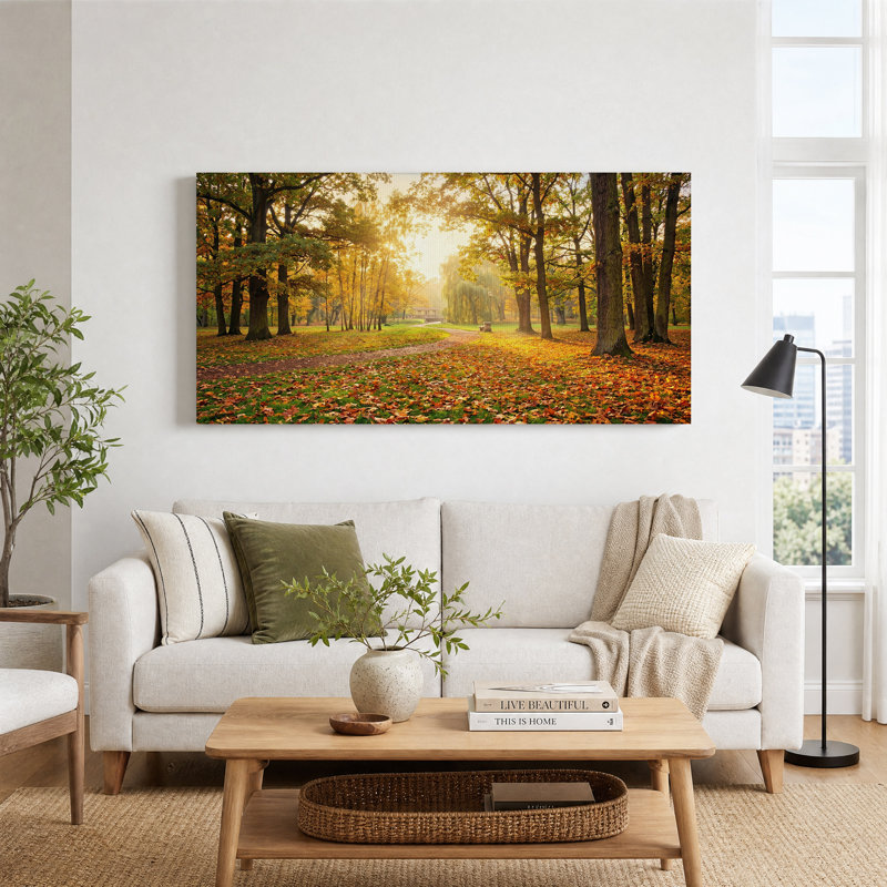 Art mural sur toile Sunlit Autumn Park, 40“W x 20”H