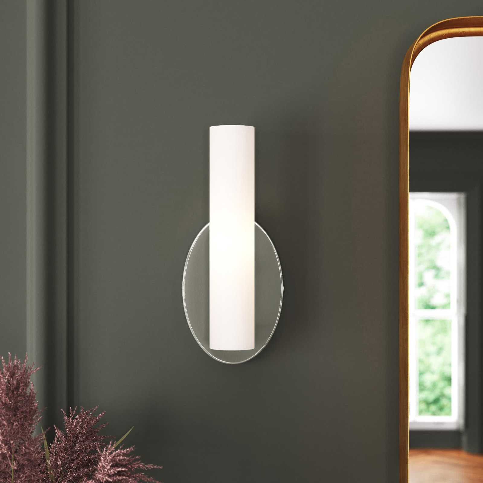 Delphine Single Light Dimmable Flush Mount Sconce, Brushed Nickel