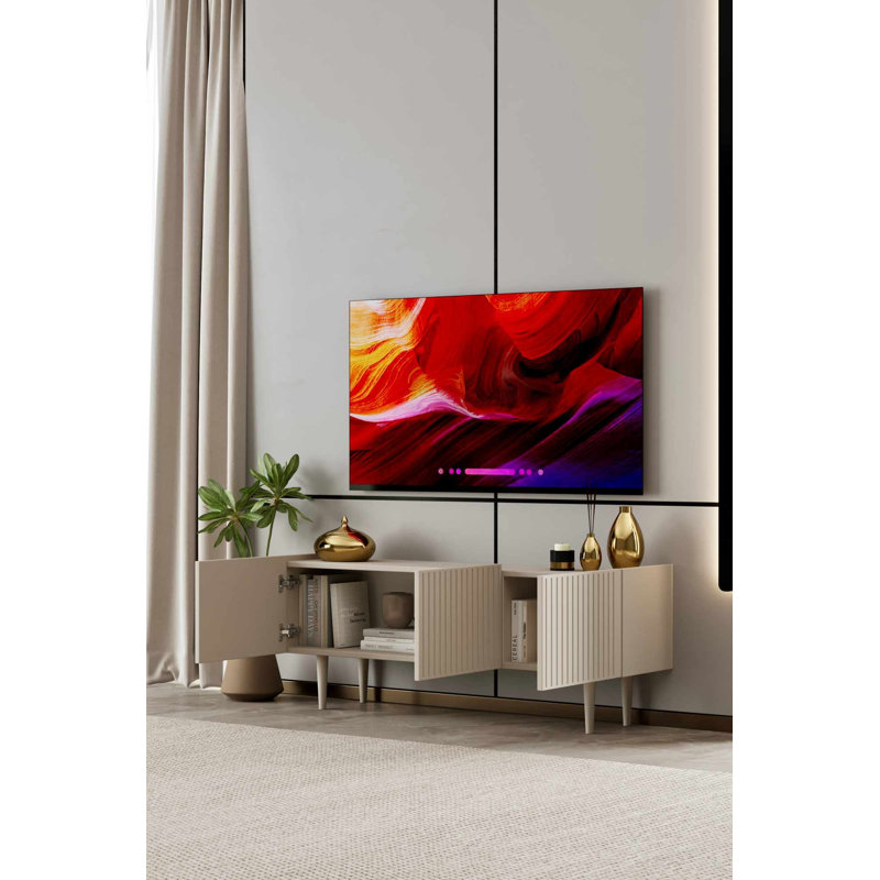 Meuble télé, 11.42" H x 47.24" W x 7.87" D, Sandstone