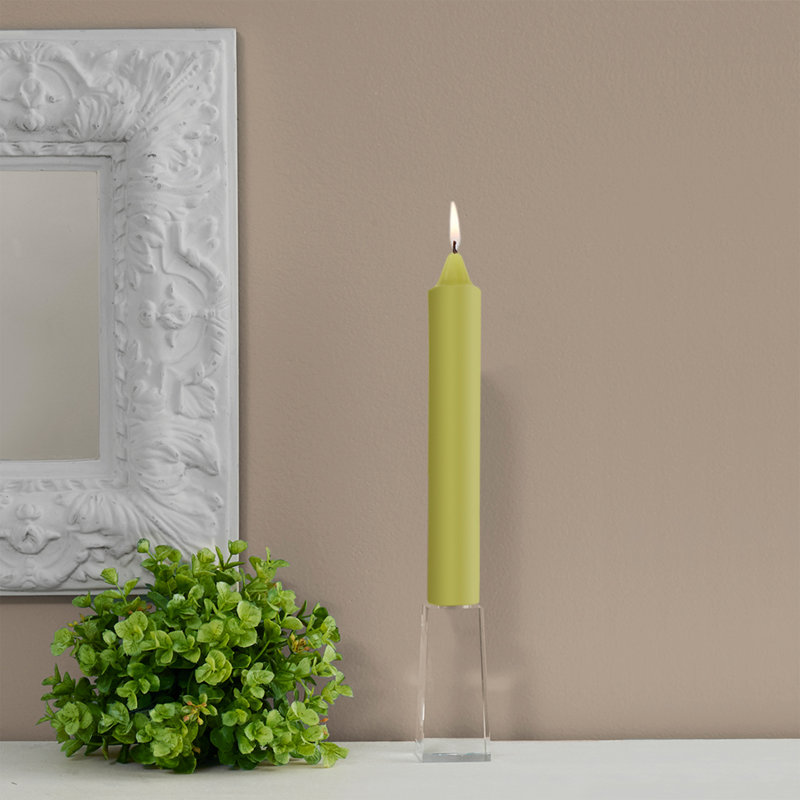Smooth Collenette Unscented Taper Candle, 9" H x 1.25" W x 1.25" D, Willow Green