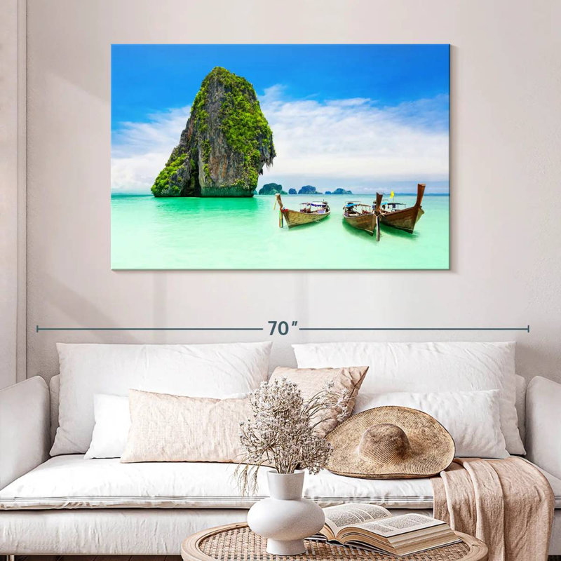 Bateaux Mehar à l'île de Krabi, H 32 po x l 48 po