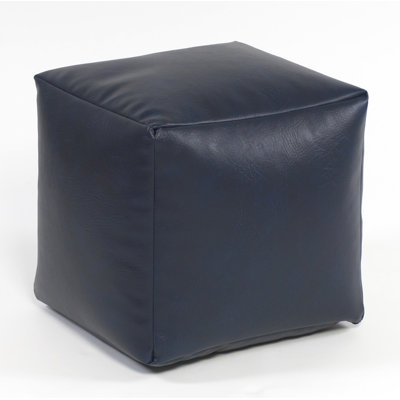 40cm Wide Faux Leather Square Pouffe Ottoman