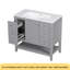 Meuble-lavabo 36 po avec lavabo, une armoire et trois tiroirs, panneau de bois massif et panneau de fibres à densité moyenne, gris-117196460