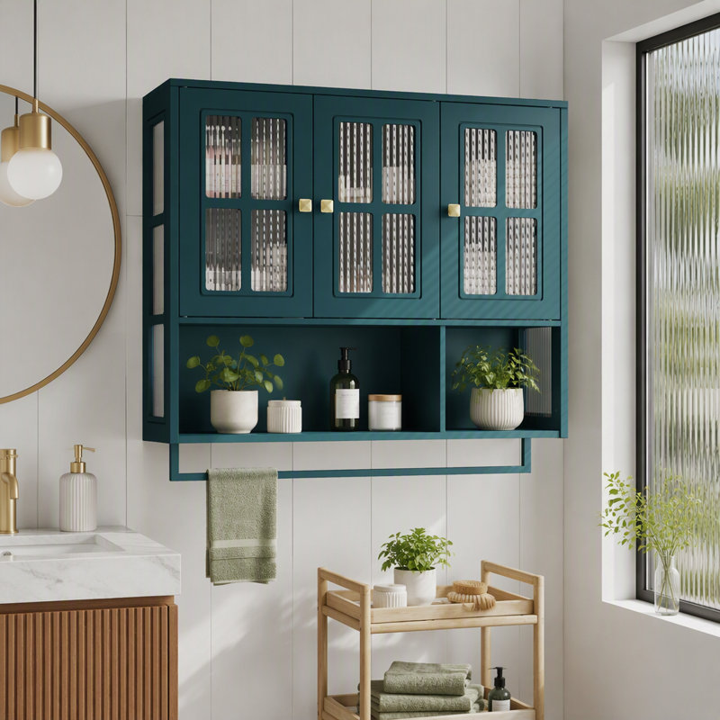 Armoire murale en bois 3 portes, Dark Green