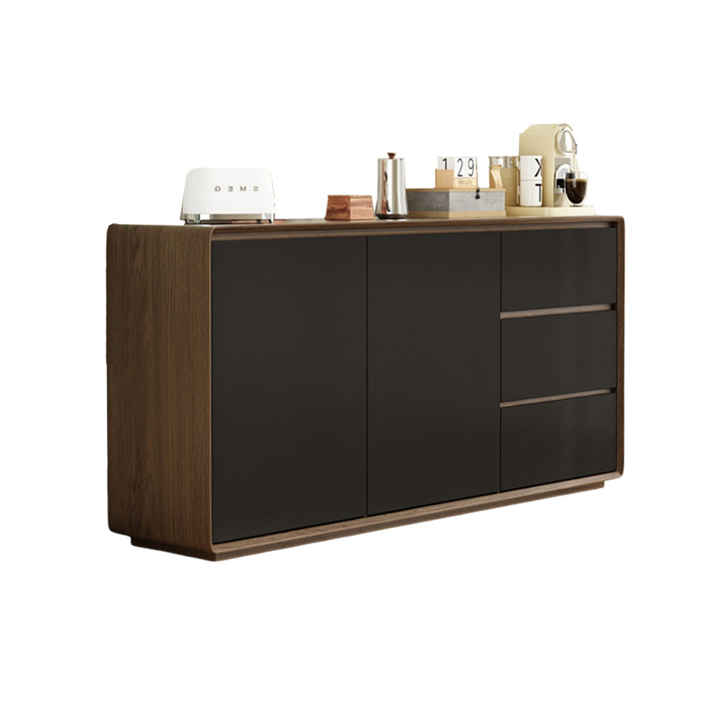 Modern Simple Solid Wood Sideboard, Brown/Black, 31.49" H x 59.05" W x 15.75" D
