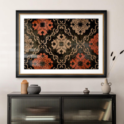 "Motif rétro avec motifs floraux ornés, impressionnisme, décoration murale"