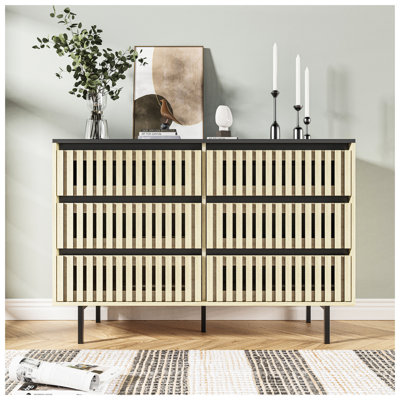 Commode moderne à 6 tiroirs avec pieds en fer