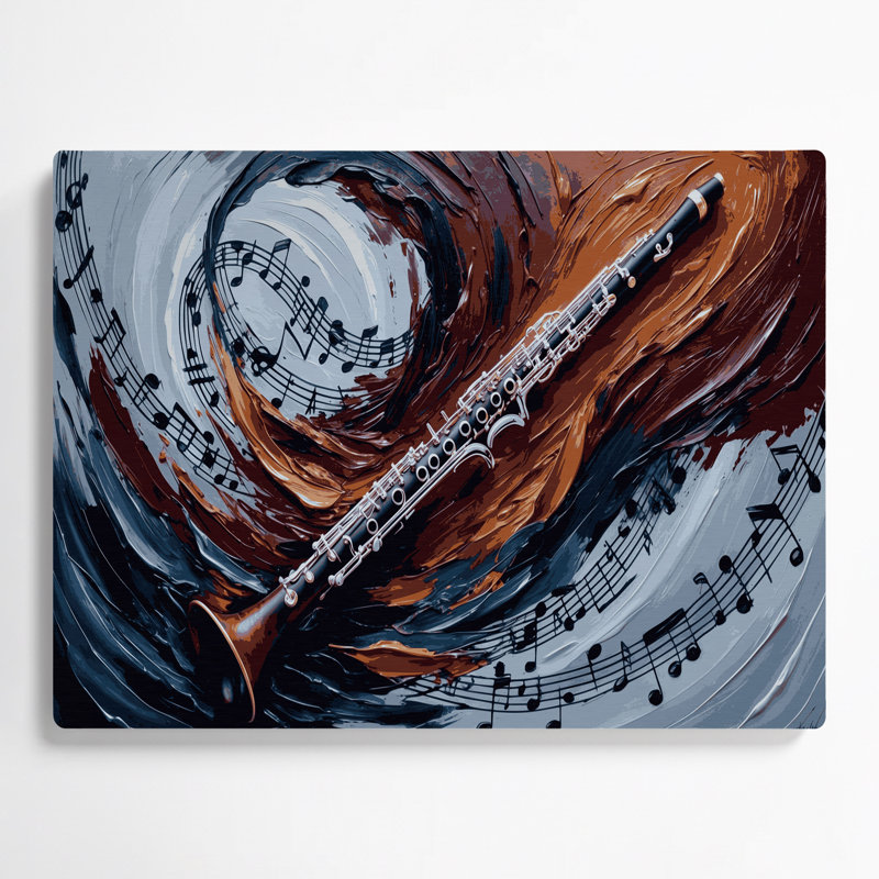 «Music Bass Clarinet», art mural en métal mauve, H 12 po x l 18 po
