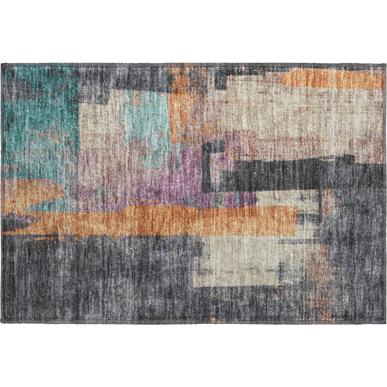 Premium Machine Washable Otte AMF1779 Blocks Rug