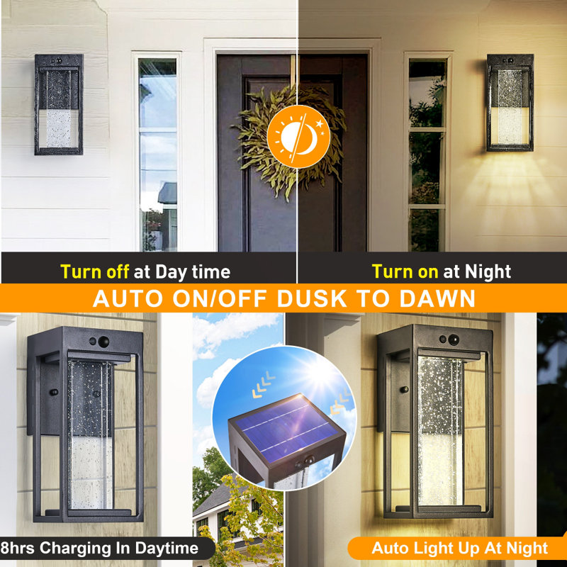 Solar-powered LED Outdoor wall lights with Motion Sensor(set of2)