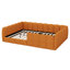 Lit tapissier en velours avec pieds cachés ultra-bas, structure minimaliste moderne-130624573
