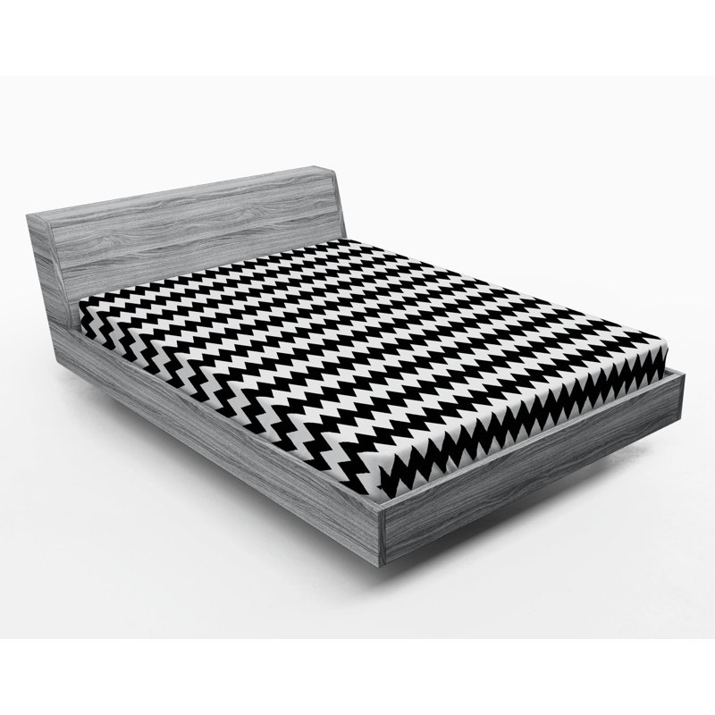 Microfiber Chevron Fitted Sheet, Black Chevron 1, Full Fitted Sheet