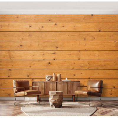 Papier peint mural autocollant repositionnable, motif planches de bois naturel à grain horizontal, grand format, pour salon, chambre d'enfant (175 cm H x 244 cm L).