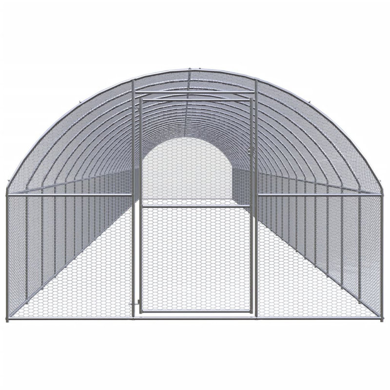 Cage à poulet résistante aux intempéries, Argent, H 78,7 po x l 118,1 po x L 944,9 po