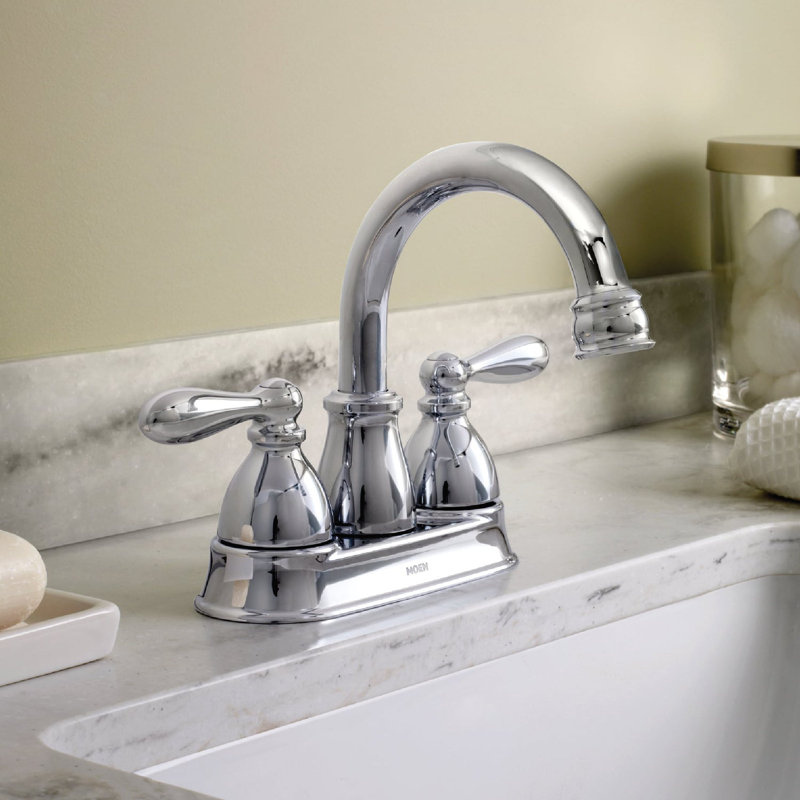Robinet de lavabo de salle de bain central à 4 poignées avec drain à 2 poignées Moen Caldwell