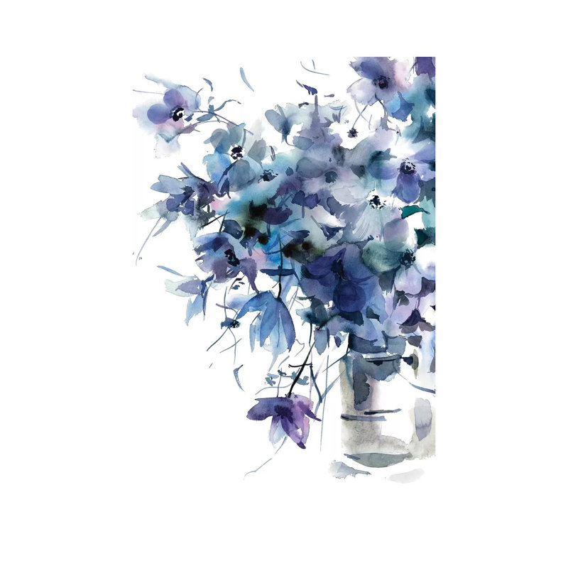«Slate Blue» par Gosia Gregorczyk - peinture sur toile tendue, H 40 po x l 26 po x P 1,5 po