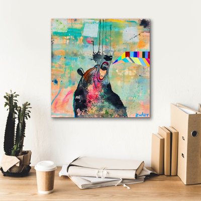 Art mural sur toile Millwood Pines «Bear Spirit Scream» par Zwart, 18 po x 18 po