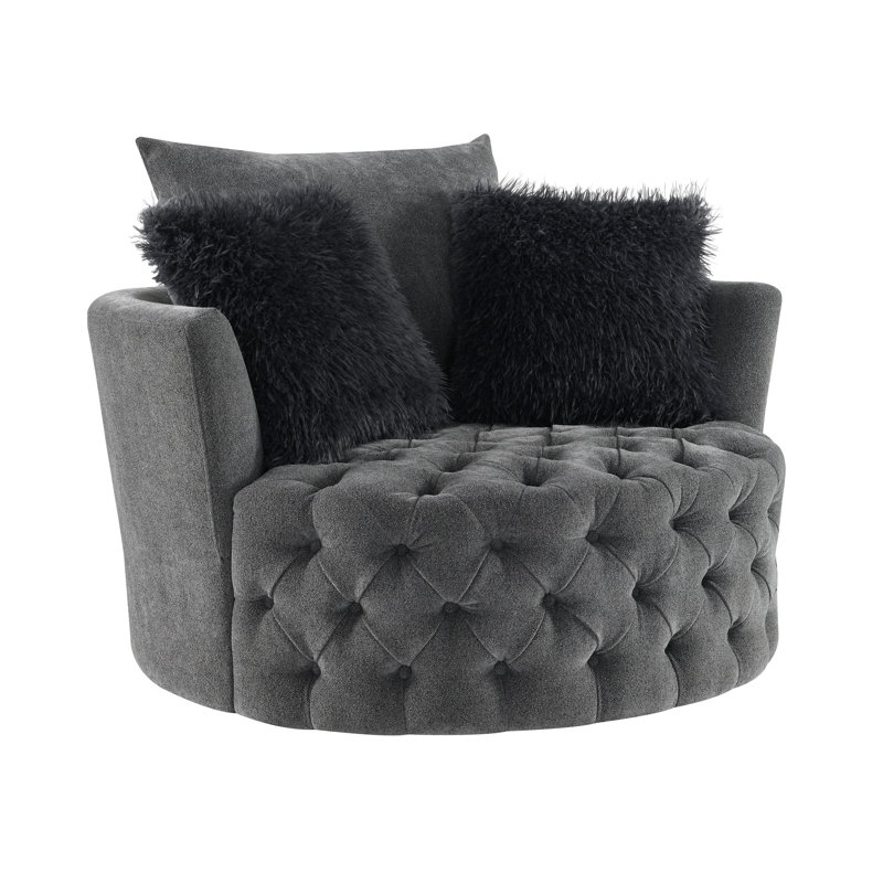 Diala 360-Degree Swivel Oversized Barrel Chair, Dark Grey