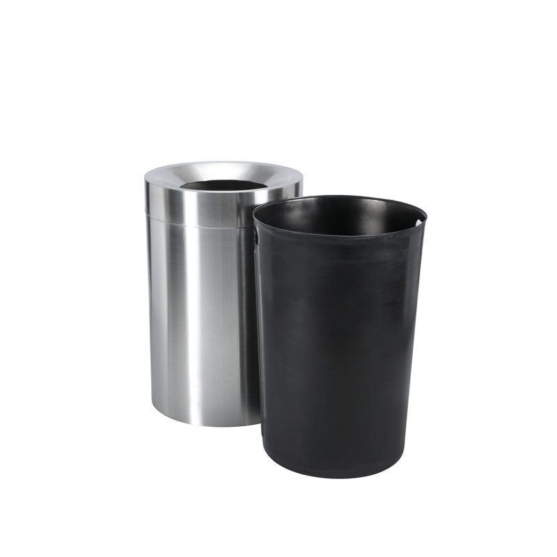 Poubelle en acier inoxydable 50 gallons avec doublure, Argent argent