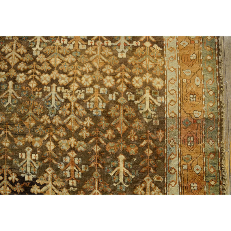 Brown Earthy Antique Caucasian Karabagh Tribal Geometric Animal Rug Dated 1893