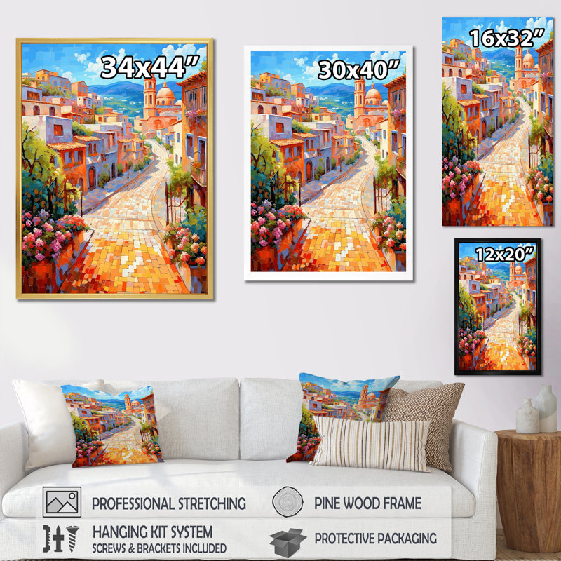 «Beautiful Sunny Strolls In Italy», reproduction sur toile, Cadre photo blanc, H 32 po x l 16 po x P 1 po