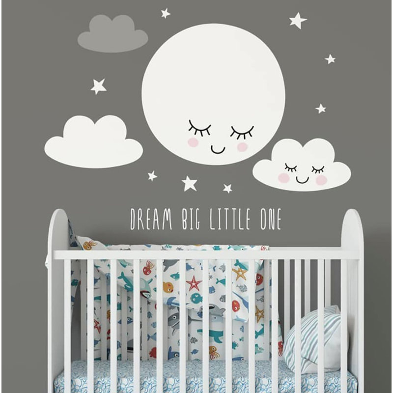 Ensemble d'adhésif décoratif nuage et lune 68 pièces Roughton