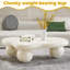 Table basse 39,4 po Modern Cloud - Plateau ovale blanc irrégulier avec trépied boule en bois, finition mate
