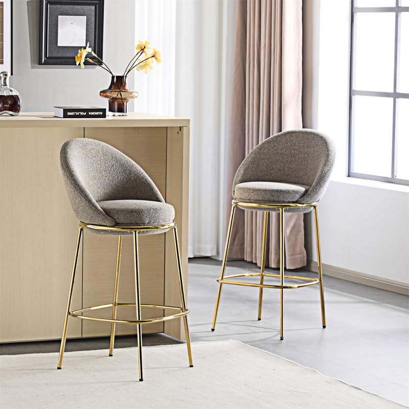 Ensemble de 2 tabourets de bar rembourrés, Beige