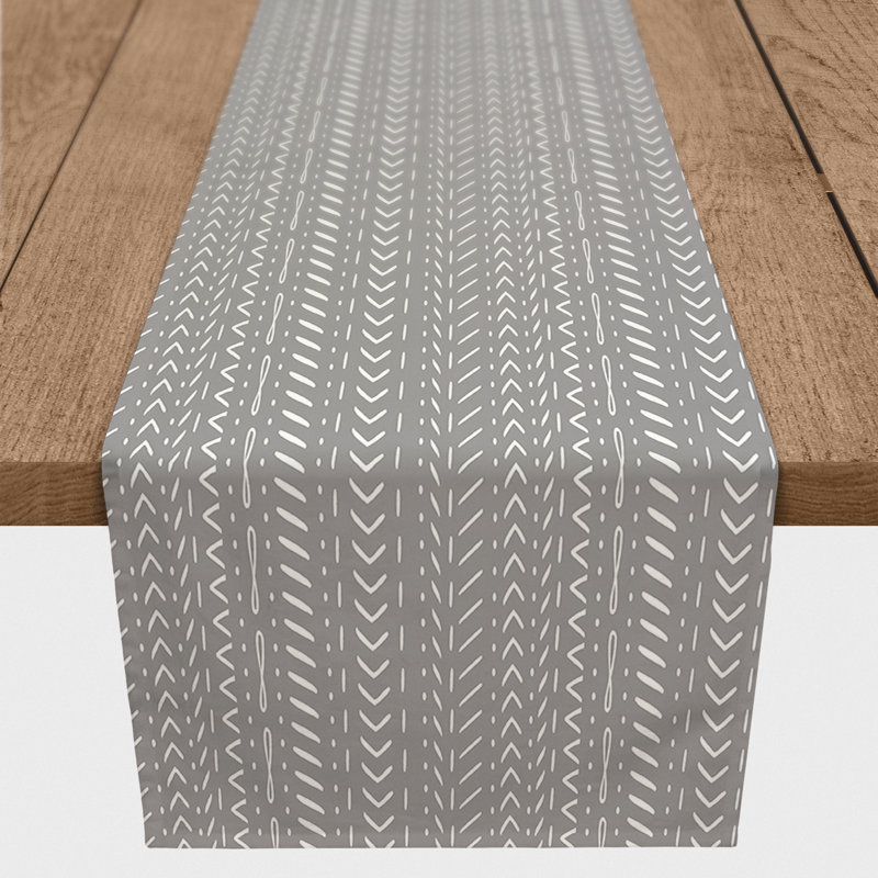 Foltz Striped Table Runner, Light Gray, 72" x 16"