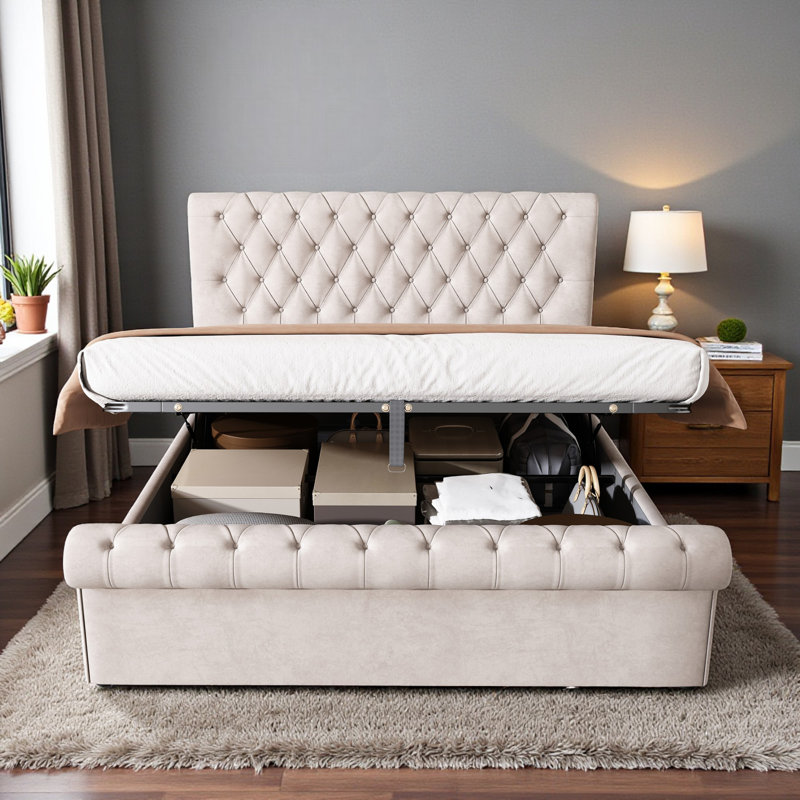 Upholstered Ottoman Storage Bed, Double (4'6)