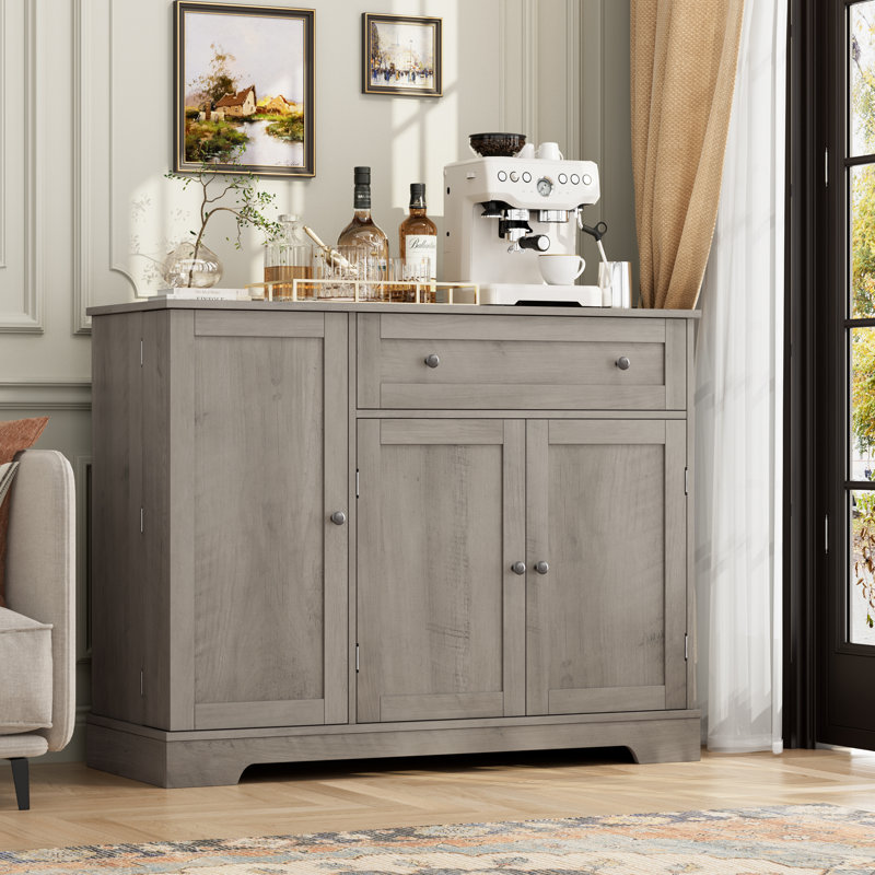 Desserte en bois manufacturé Angelyne avec 2 armoires, Brun