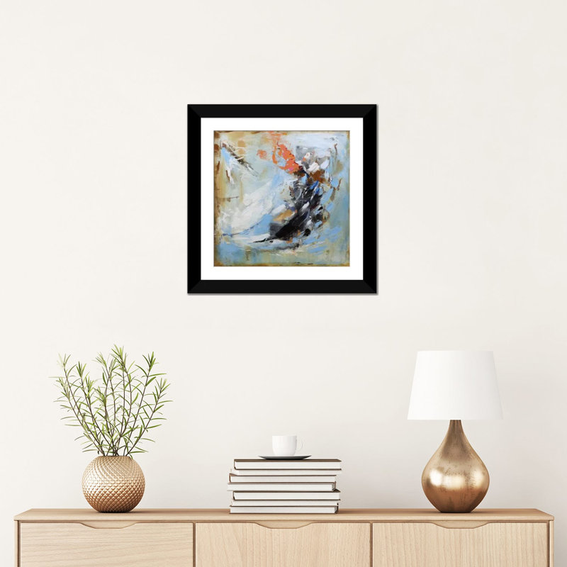 « passion ii », impression sur toile, H 16 po x l 16 po x P 1 po, Papier d'art encadré noir, Blanc