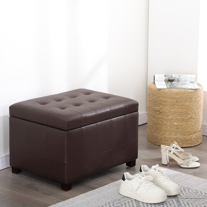 Banc de rangement avec repose-pieds 24 po, Brun