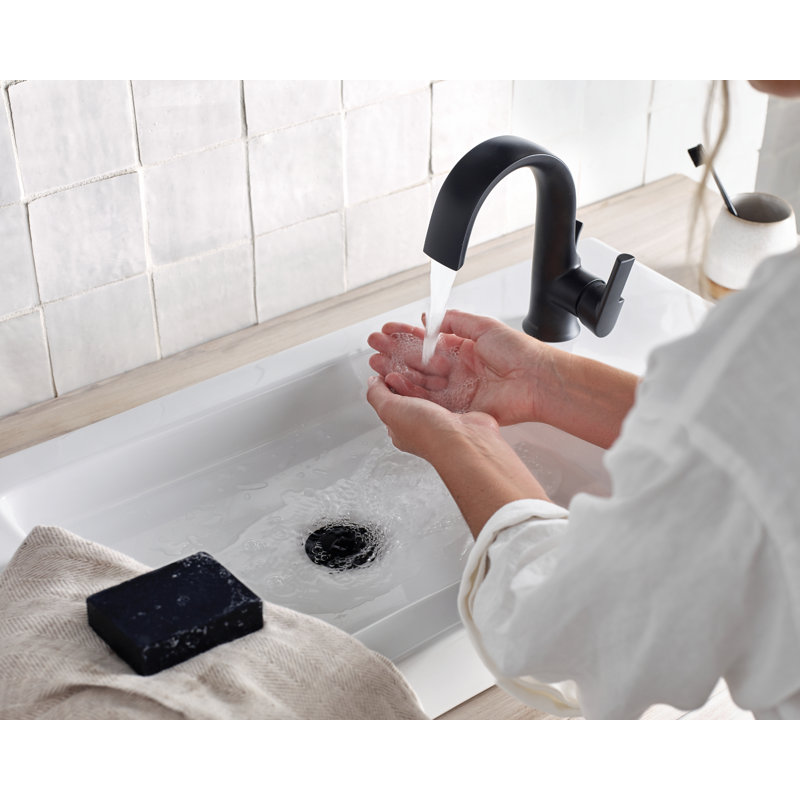 Doux Single Hole Bathroom Faucet with Drain Assembly, Brushed Nickel
