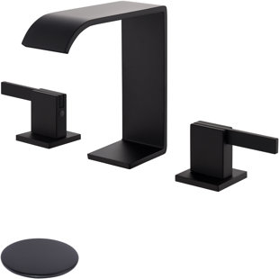 2 Handle 8 Inch Widespread Waterfall Bathroom Sink Faucet with Drain