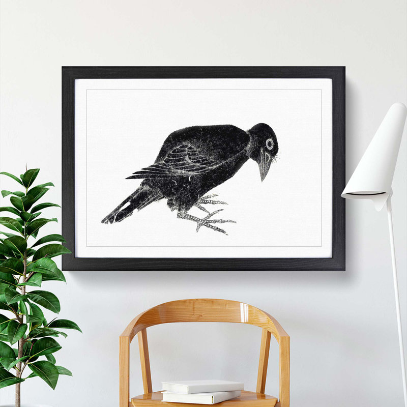Crow by Katsushika Hokusai - Framed Print, 48cm H x 65cm W x 2cm D, Black Framed