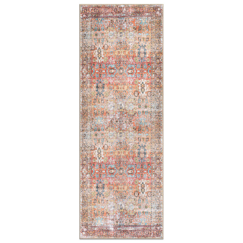 Tapis antidérapant transitionnel délavé à la machine, 2'6" x 12'