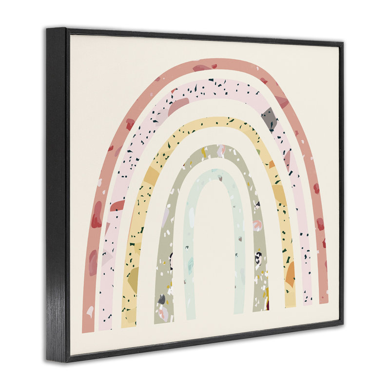 Motif abstrait pour enfants, arc-en-ciel sur art, H 16 po x l 20 po, Giclée encadrée noir minuit