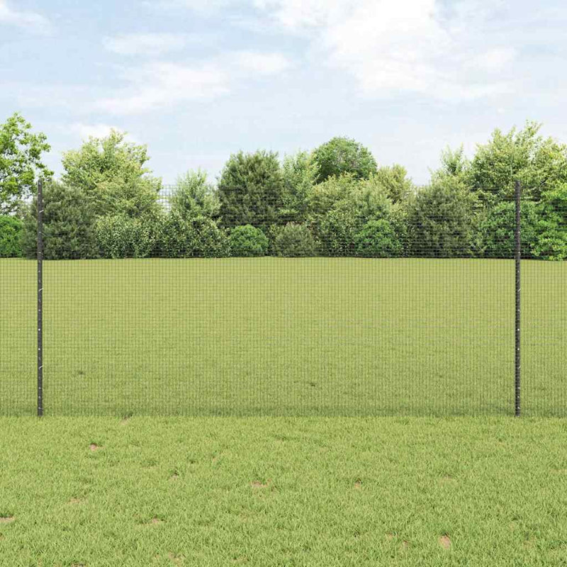 Vidaxl Fence With Posts Steel, Grey, 120cm H x 1000cm W x 2.7cm D