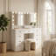Meuble-lavabo blanc l 43,3 po avec miroir lumineux, 9 tiroirs, port USB et miroirs latéraux réglables