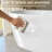 67" W X 33" D  Solid Surface Freestanding Bathtub Glossy White Soaker Tub Stone Resin Oval Slipper Tub with Center Drain