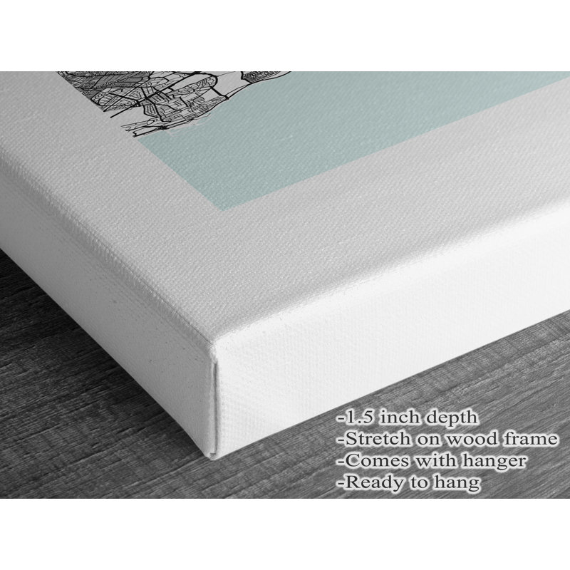 Istanbul Map Print Turkey Canvas Print, 24" H x 16" W