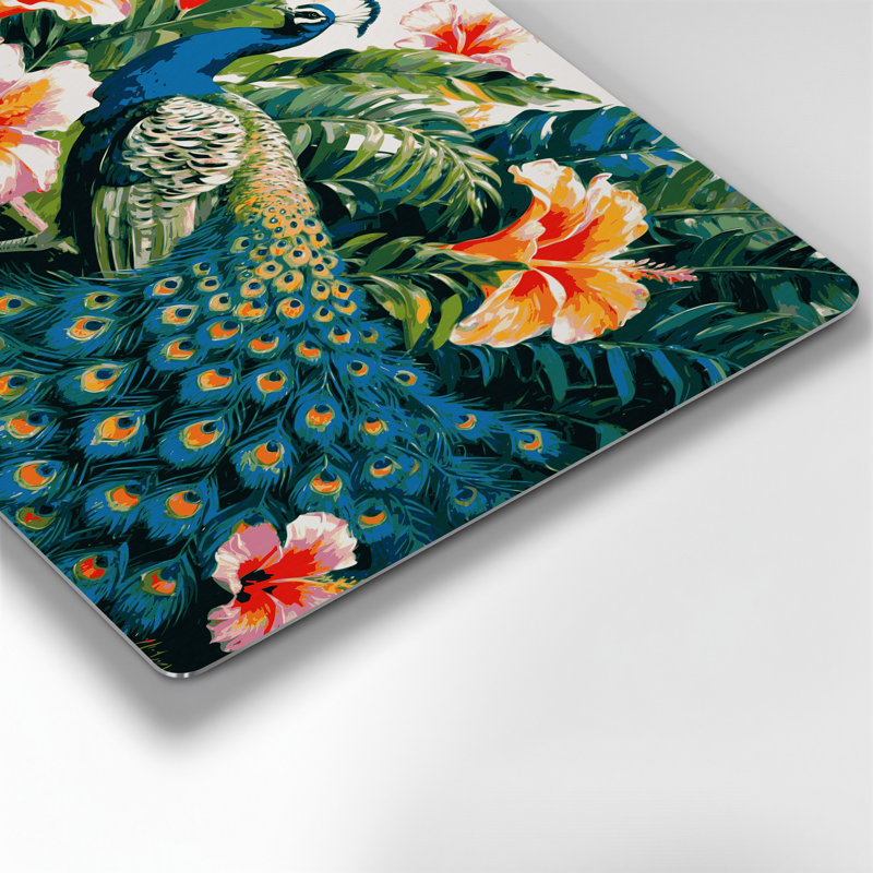 Hawaiian Peacocks, art mural vert en métal, H 11 po x l 14 po