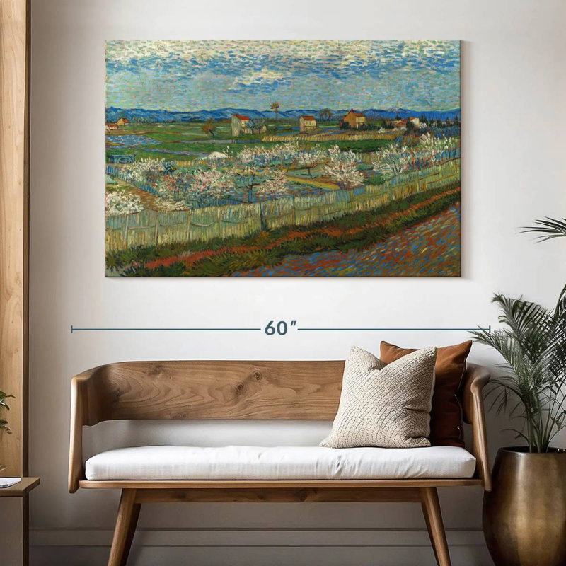 Pêche d'Alvord en fleur, H 34 po x l 51 po
