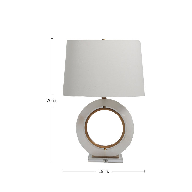 Janelle 26.5" Antique Brass/White/Clear Table Lamp