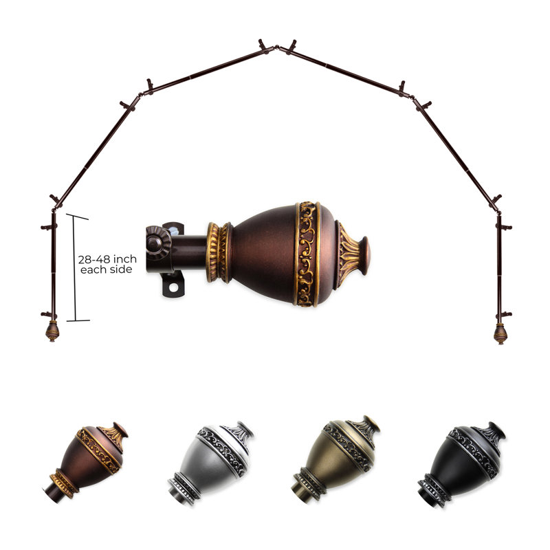 Tringle à rideaux simple ajustable avec baie vitrée de 0,81 po, Cacao, 28 po à 48 po (chaque côté)